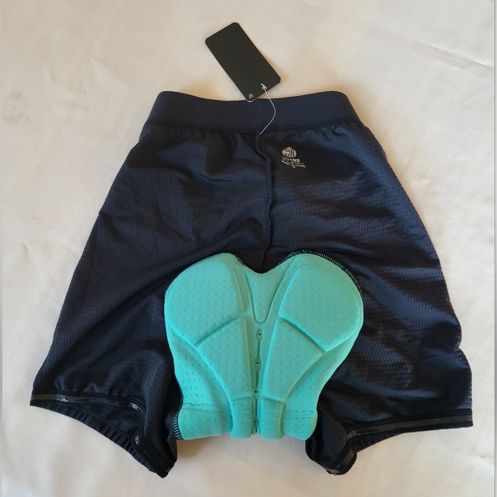 Padded mesh shorts for biking or spinning.